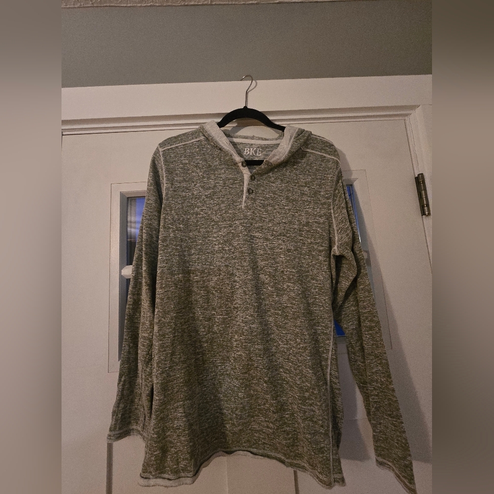 BKE Green Hooded Henley Shirt